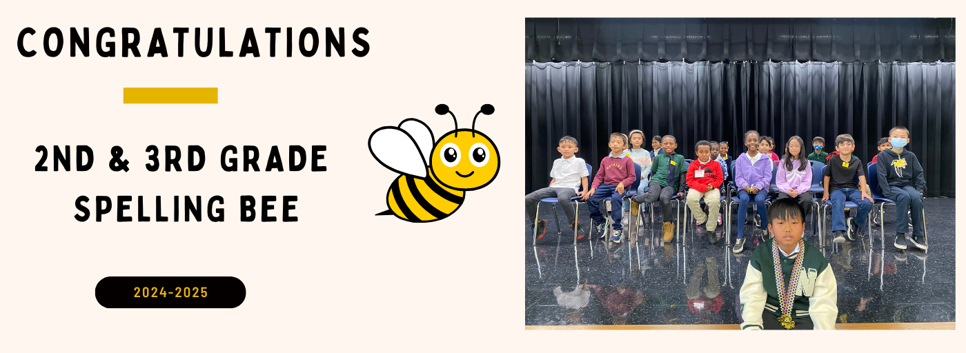 congratulations 2nd and 3rd grade spelling bee 2024-2025; a picture of a group of students on stage