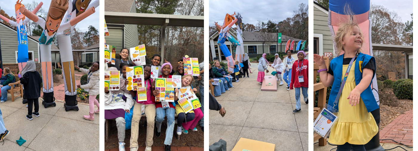 4 picture collage of girl scouts